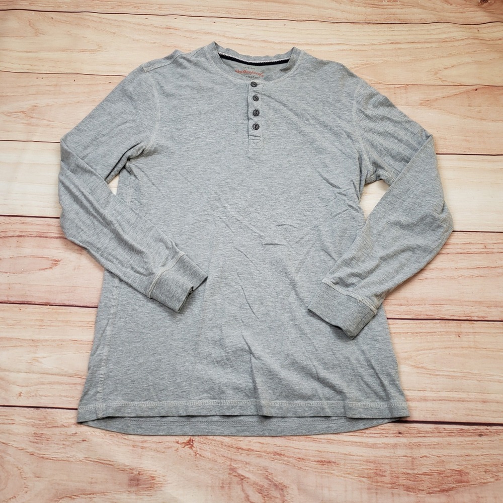 Weatherproof Vintage Shirt Mens Medium Henley Shirt Heather Gray Long Sleeve‎